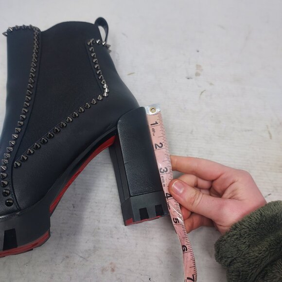 Christian Louboutin Black Out Line Stud Spike Lug Heel Leather Boot - Picture 11 of 11